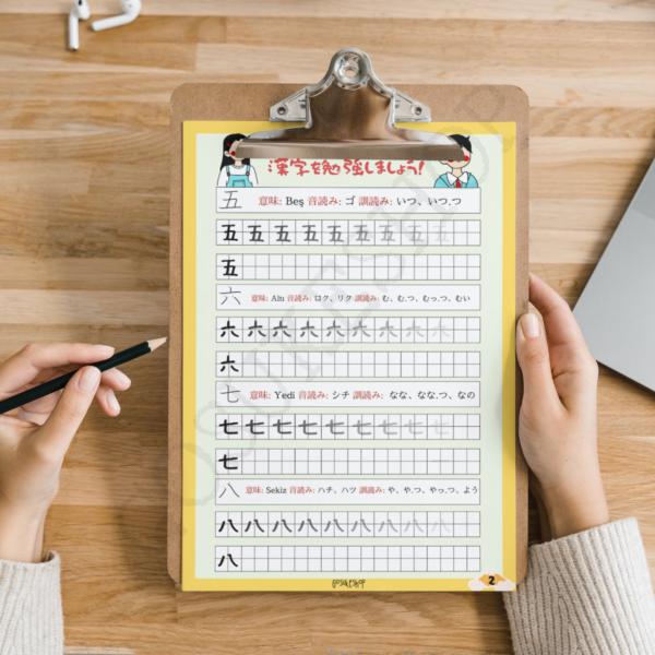 JLPT N5 Kanji Çalışma Kağıdı - Görsel 2